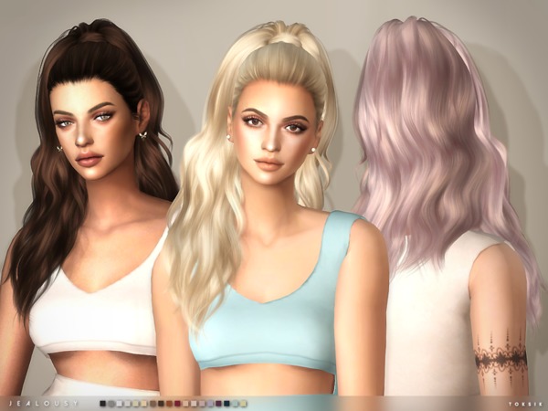 The Sims Resource: Jealousy Hairstyle by toksik