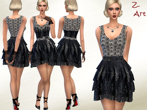  The Sims Resource: Vintage Lace dress by Zuckerschnute20