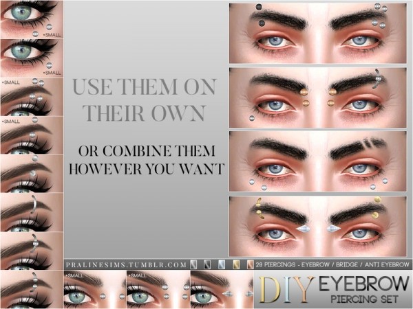  The Sims Resource: Eyebrow Piercing Set by Pralinesims