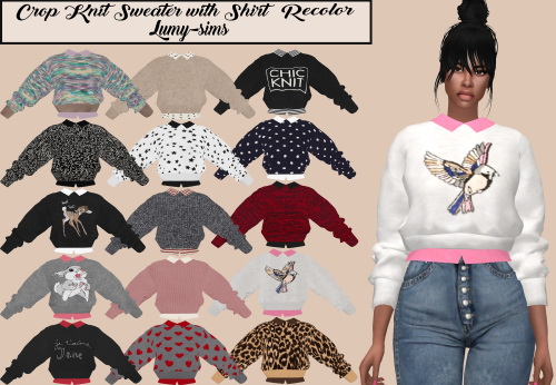  LumySims: Crop Knit Sweater with Shirt Recolor