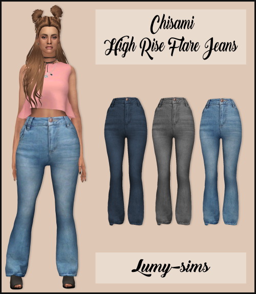  LumySims: High Rise Flare Jeans
