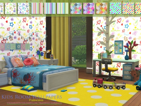  The Sims Resource: Kids Room Wallpapersby Pralinesims