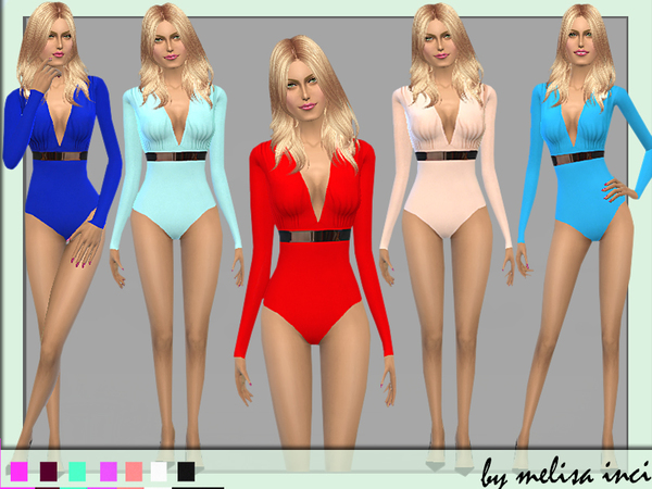 The Sims Resource: Deep Plunge V Neck Bodysuit by melisa inci