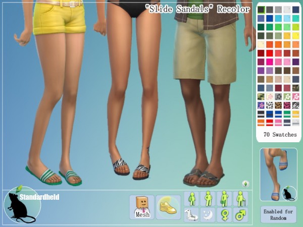  Simsworkshop: Slide Sandals recolored cu Standardheld