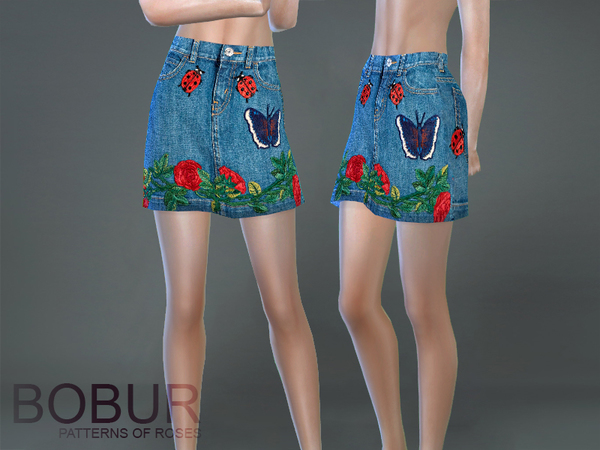  The Sims Resource: Bobur patterns of roses skirt