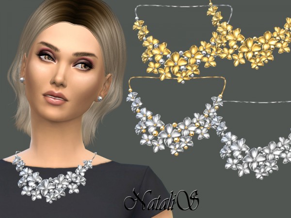  The Sims Resource: Massive metal flower necklace recolor by NataliS