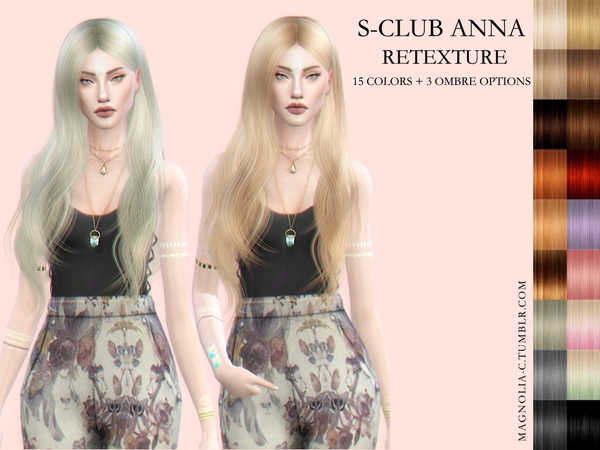  The Sims Resource: S club Anna Hair Retextured by magnolia c