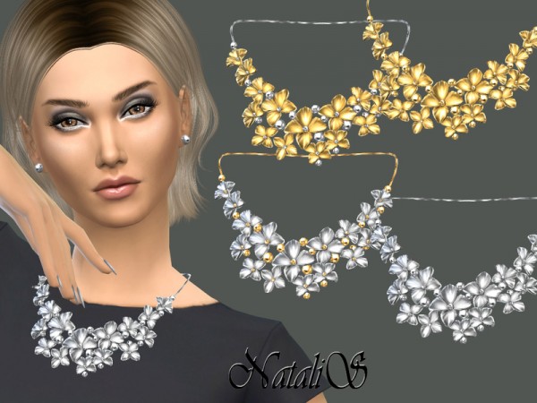  The Sims Resource: Massive metal flower necklace recolor by NataliS