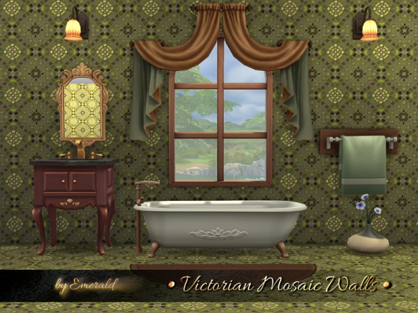  The Sims Resource: Victorian Mosaic Walls by emerald