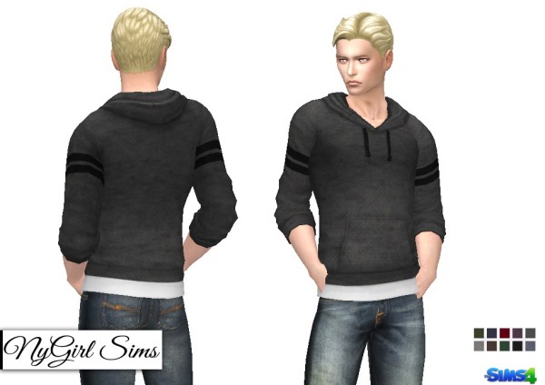  NY Girl Sims: Varsity Striped Hooded Sweater with Undershirt