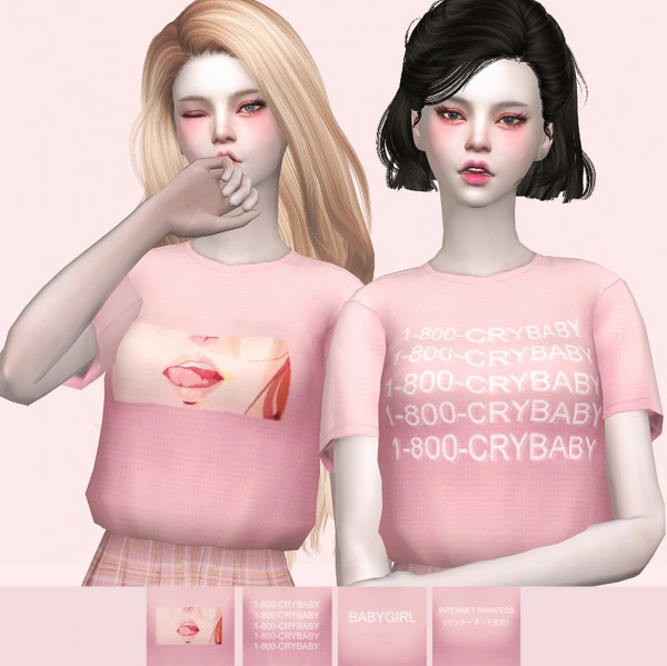  Nini Sims: Pink Aesthetic T Shirt 002