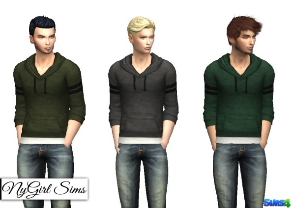  NY Girl Sims: Varsity Striped Hooded Sweater with Undershirt