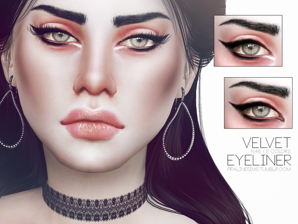 The Sims Resource: Velvet Eyeliner N46 by Pralinesims