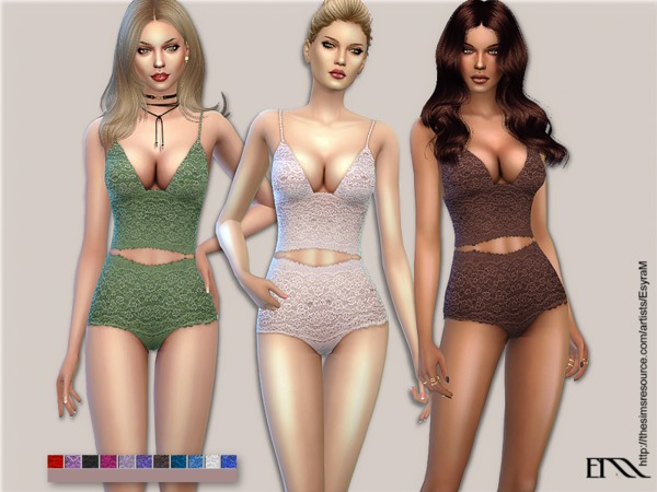  The Sims Resource: Petite Fleur lace sleepwear by EsyraM