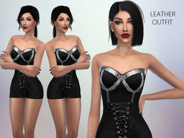  The Sims Resource: Leather Outfit by Puresim