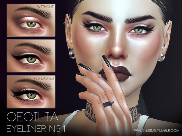  The Sims Resource: Cecilia Eyeliner N51 by Pralinesims