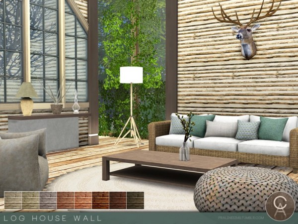 The Sims Resource: Log House Wall by Pralinesims