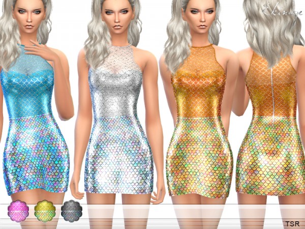  The Sims Resource: Mermaid Sequin Mini Dress by Ekinege
