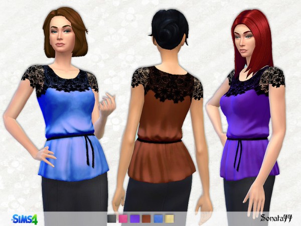  The Sims Resource: Elegant satin top with lace by Sonata77