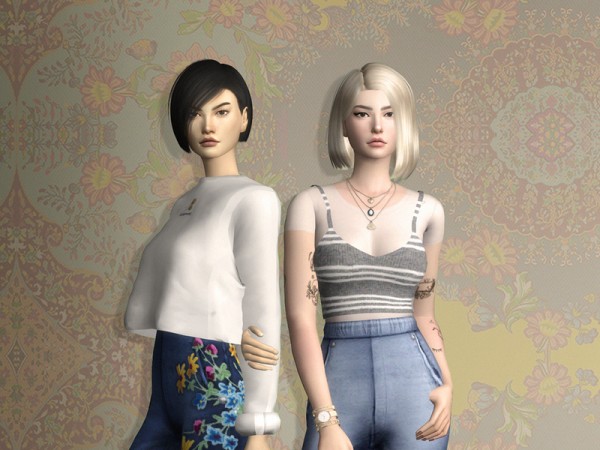  The Sims Resource: Azure Cropped Jeans by serenity cc