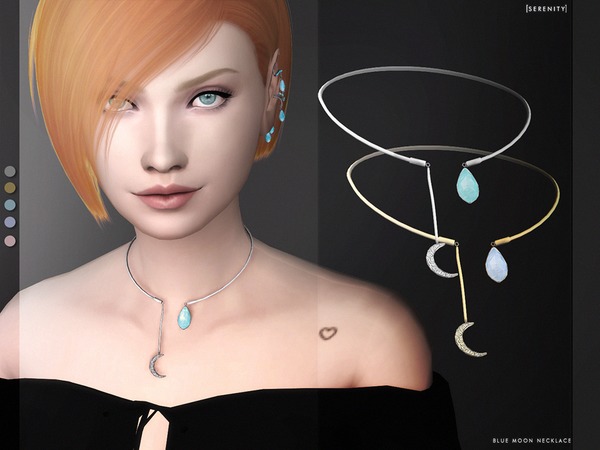  The Sims Resource: Blue moon necklace by serenity cc
