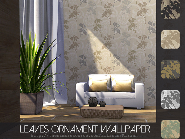  The Sims Resource: Leaves Ornament Wallpaper by emerald