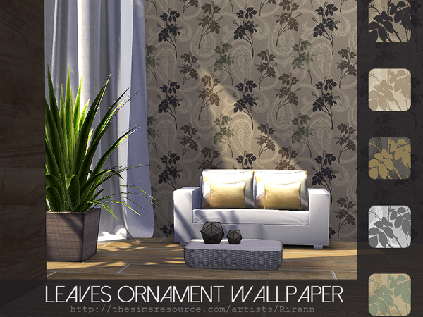  The Sims Resource: Leaves Ornament Wallpaper by emerald