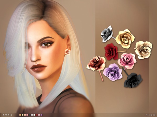  The Sims Resource: Rose Earrings by toksik
