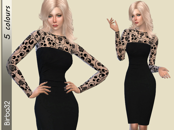  The Sims Resource: Black autumn dress by Birba32