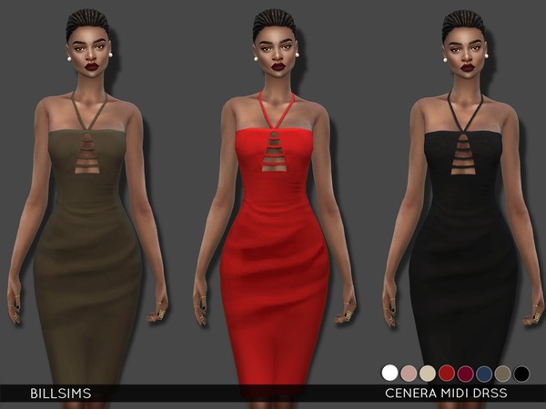 The Sims Resource: Cenera midi dress by BillSims