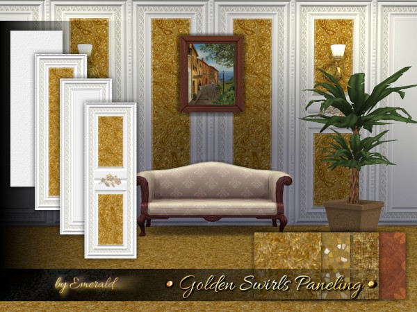 The Sims Resource: Golden Swirls Paneling by emerald