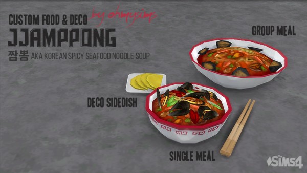  Mod The Sims: Jjamppong   Korean spicy seafood noodle soup by ohmysims