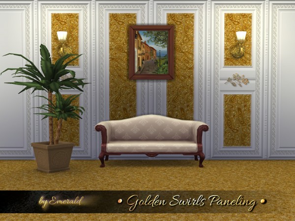  The Sims Resource: Golden Swirls Paneling by emerald