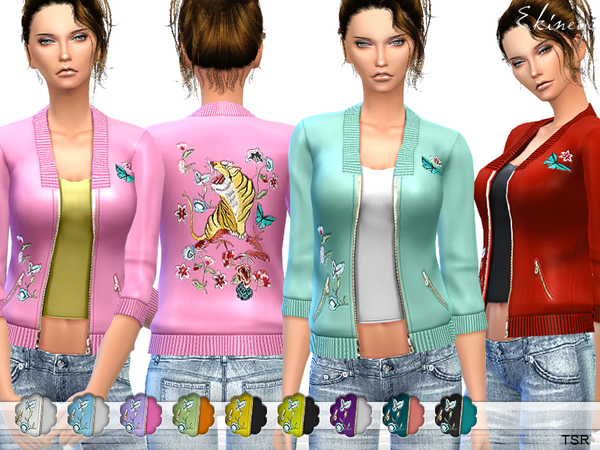  The Sims Resource: Tiger Embroidered Satin Jacket by ekinege