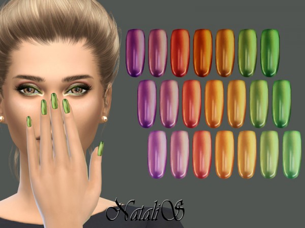  The Sims Resource: Glossy Multicolor Nail by NataliS