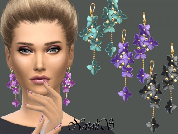  The Sims Resource: Flower shape gentle drop earrings by NataliS