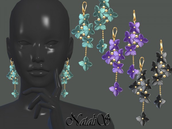  The Sims Resource: Flower shape gentle drop earrings by NataliS