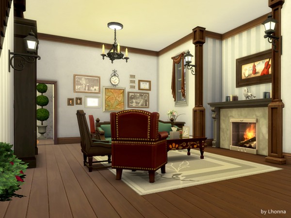  The Sims Resource: Old Brick Avenue 42   the Clock House by Lhonna