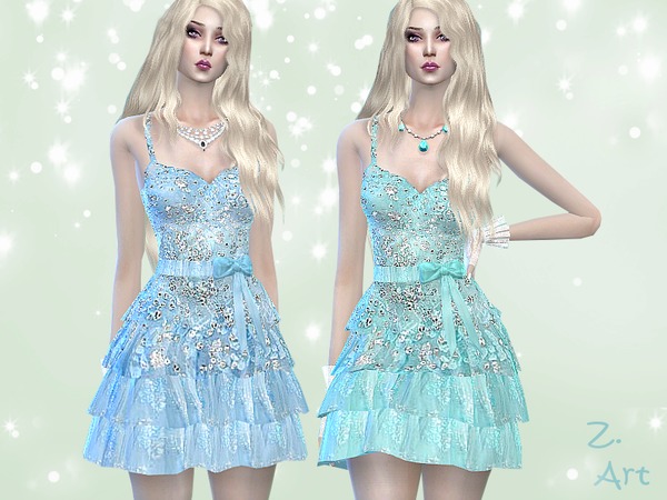  The Sims Resource: Ice Glitter dress by Zuckerschnute20