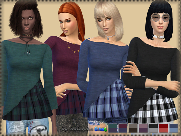  The Sims Resource: Blouse Plaid by bukovka