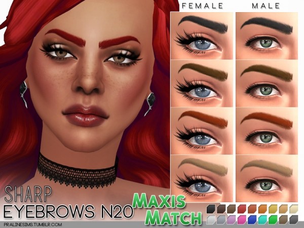  The Sims Resource: Maxis Match Eyebrow Pack N02 by Pralinesims