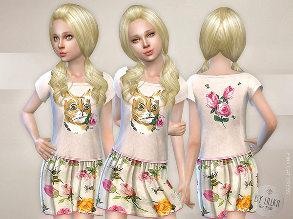  The Sims Resource: Pink Cat Dress by lillka