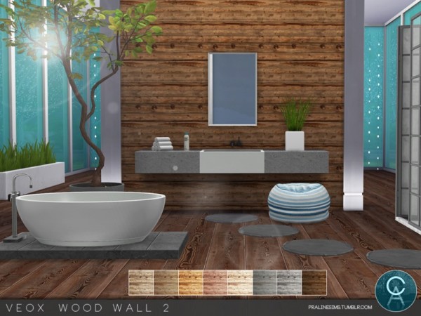  The Sims Resource: VEOX Wood Wall 2 by  Pralinesims