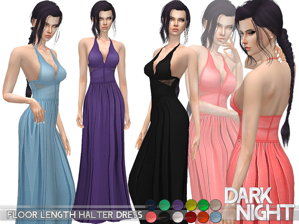  The Sims Resource: Floor Length Halter Dress by DarkNighTt