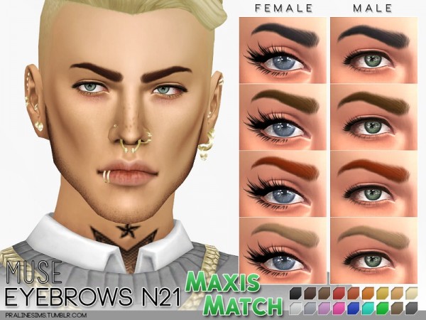  The Sims Resource: Maxis Match Eyebrow Pack N02 by Pralinesims