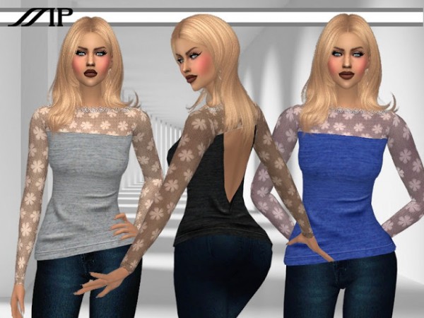 Marty P: Lace Splicing Floral Blouse • Sims 4 Downloads