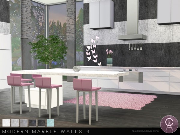  The Sims Resource: Modern Marble Walls 3 by Pralinesims