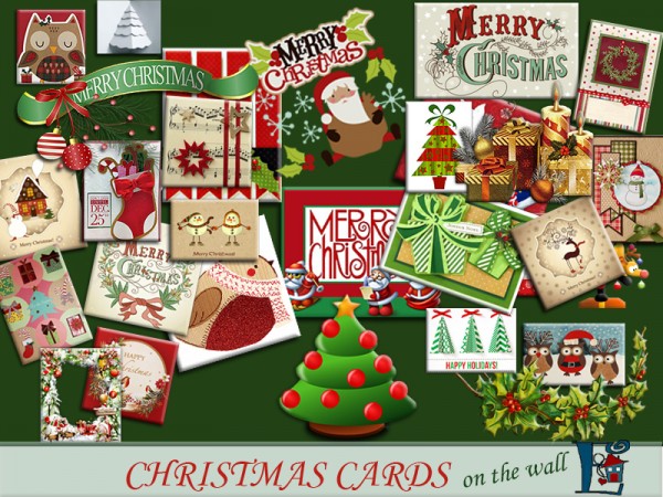  The Sims Resource: Christmas cards on the wall