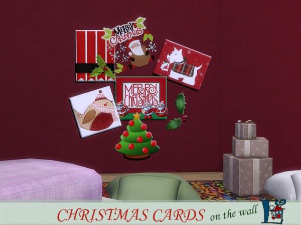  The Sims Resource: Christmas cards on the wall
