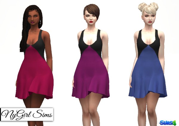  NY Girl Sims: Color Block Fit and Flare Dress